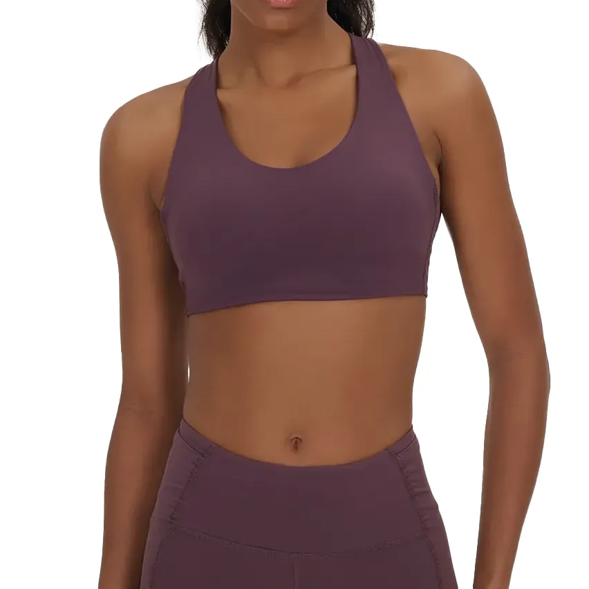 Top New Balance Cross Foundation feminino roxo mostrando detalhes do tecido e design